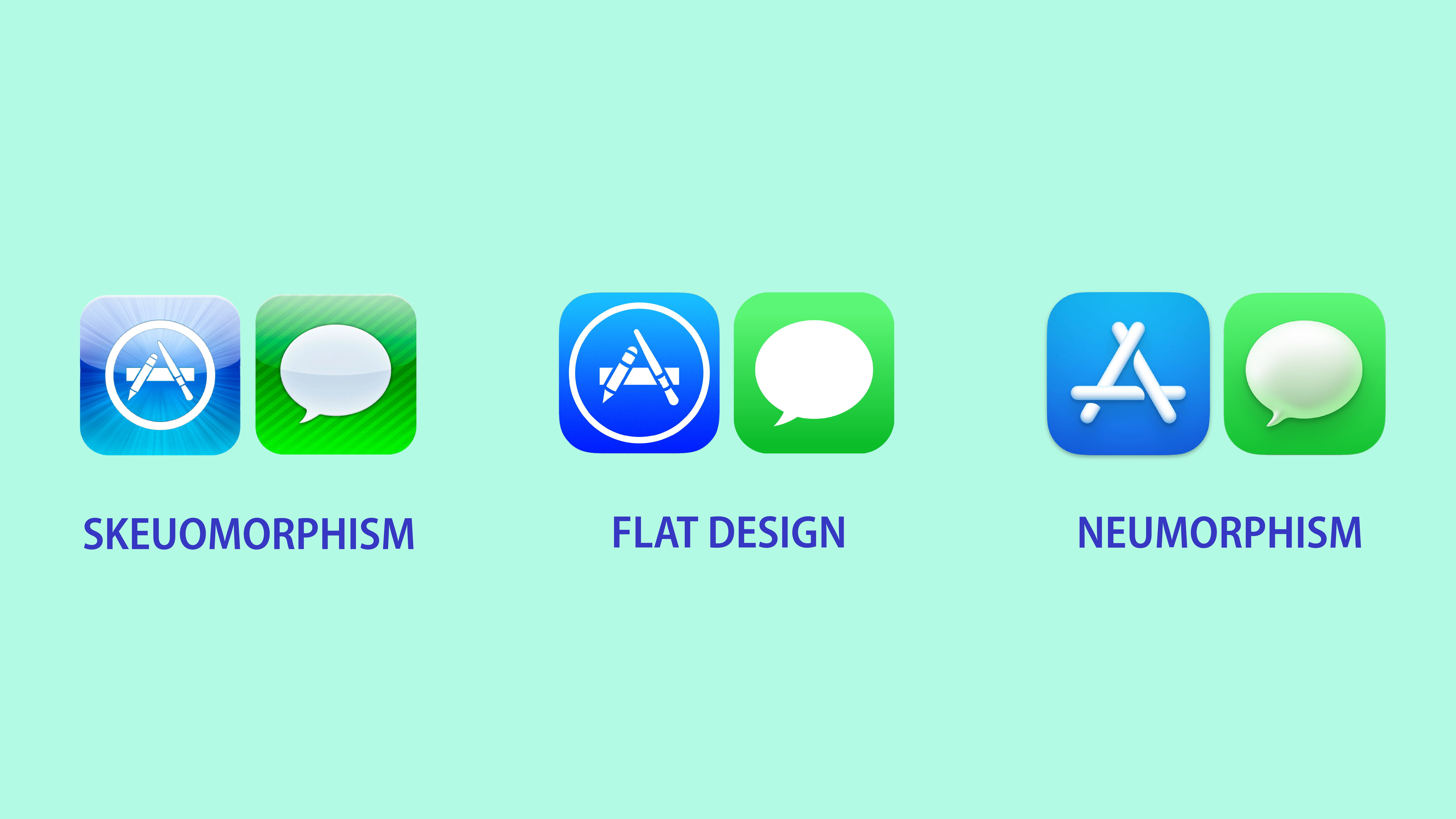 Skeuomorphism, flat design, neumorphism : évolution des app icons 
